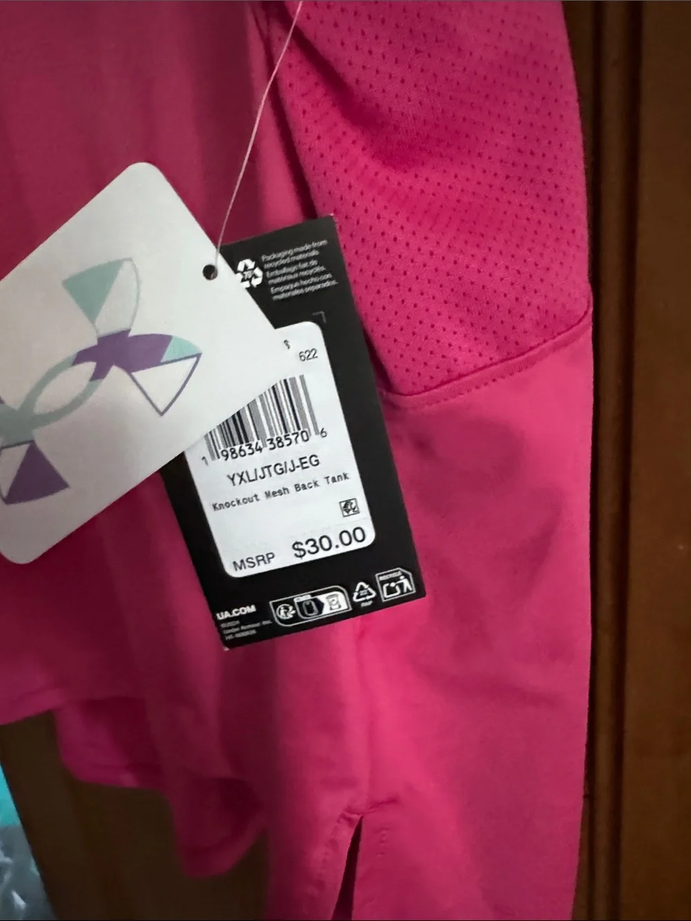Under Armour Bright Pink Girls Athletic Tank Top - Picture 2 of 4